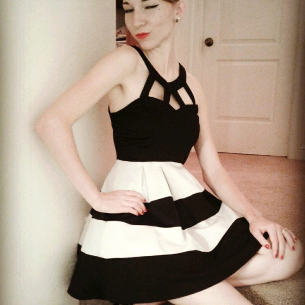 Elegant Black and White Women's Dress